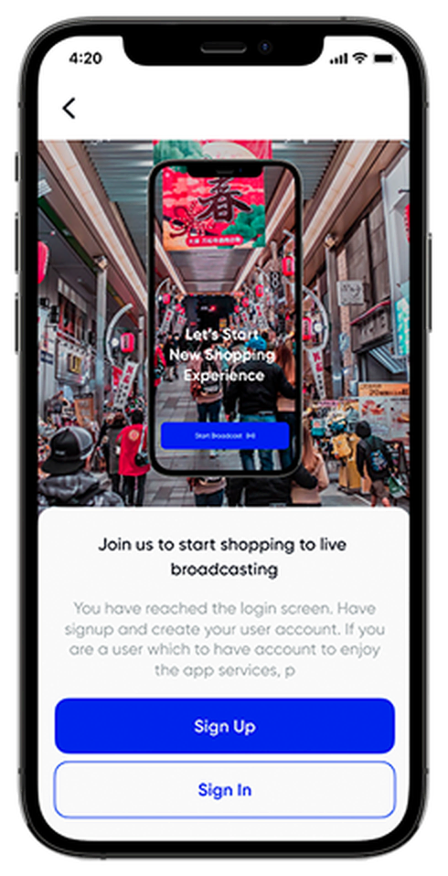 ONOFFLINE SHOP sign-up and map screens in their original iPhone mockups